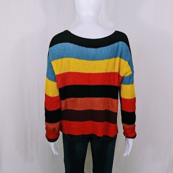 Arizona Striped Colorful Pullover Sweater Size M - Picture 4 of 5